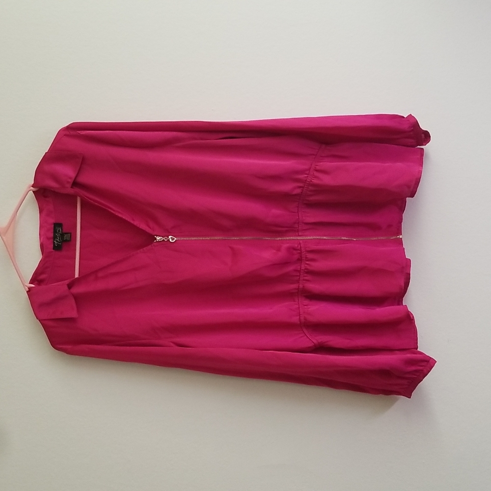 Peplum zip up blouse